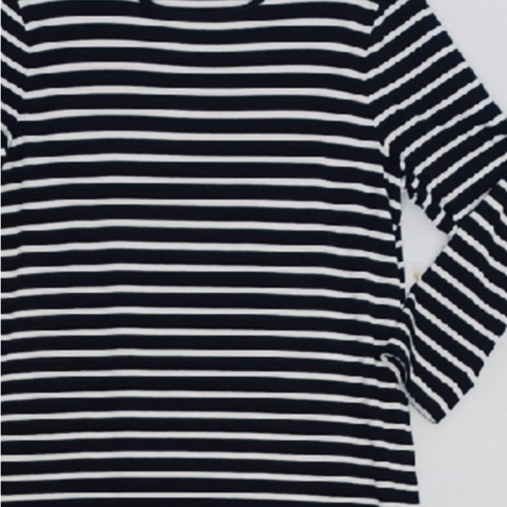 Chico's Black and White Striped Long Sleeve MAXI Dress